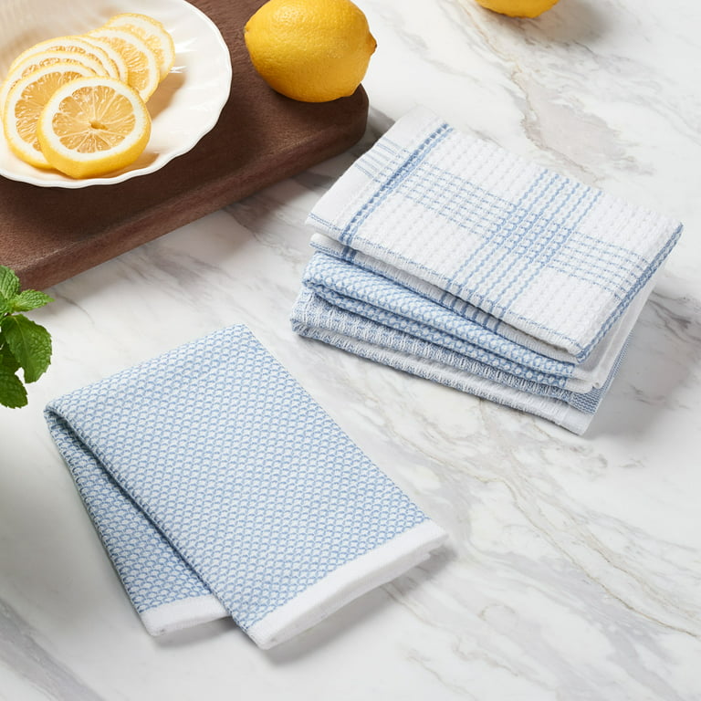 Indigo Blue White Stripe Set of 4 Kitchen Dish Towels 20X30 Inch Extra  Large Highly Absorbent 100% Cotton Hand Towel Mitered Corners for Bar & Tea  and