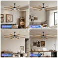 thumbnail image 4 of 60 Inch Ceiling Fan with Lights and Remote Control, 8 Plywood Blades, 6-Speed Noiseless Reversible DC Motor, 3CCT, Windmill Ceiling fan for Kitchen Bedroom Living Room, Black, 4 of 10