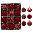 thumbnail image 1 of Boules de Noël Rouges Floquées Boules Peintes Décoration de Sapin de Noël Boules Suspendues 12 Pcs 6cm Boules en Feutre de Noël, 1 of 3