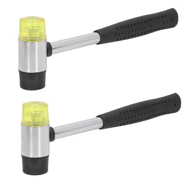 2 martillos de goma de 25 mm con mango de acero hueco antideslizante y extremo desmontable para carpintería y joyería