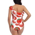 thumbnail image 6 of Yiaed Hand Drawn Tomatoes Print Women One Piece Swimsuits Tummy Control One Shoulder Bathing Suits Pattern Ruffle Swimwear-Medium, 6 of 8