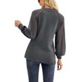 thumbnail image 6 of hirigin Women T-shirt, See-through Long Sleeve V Neck Lace Patchwork Ladies Tops for Casual Daily, 6 of 7