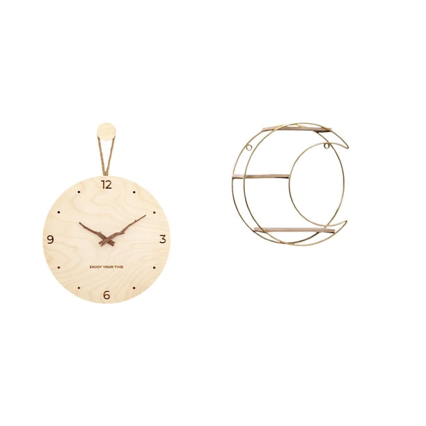 Reloj de pared,Reloj de pared decorativo para sala de estar,silencioso,Reloj de pared de madera con decoración moderna,Estante de almacenamiento de pared,Estantería colgante de pared de metal