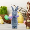 thumbnail image 4 of BGZLEU Flocked Bunny Figurine with Bowtie Flocking Rabbit Figures Tabletop Ornament Solid Color Resin Easter Bunny Statue Home Decor Indoor (Purple, 23cm), 4 of 8