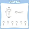thumbnail image 2 of 1 Box 300pcs 8x4mm Stainless Steel Screw Eye Pin Peg Bails Small Screw Eye Pins Clasps Hooks 1mm Pin Eye Screws Connectors for Half Drilled Beads Jewelry Earring Making Hole 2mm Stainless Steel Color, 2 of 9
