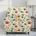 thumbnail image 2 of FUIALDOLG Color Dog Paw Pattern Chair Cover for Recliner 4-Pieces Stretch Slipcover Set Washable Reclining with Storage Pockets Furniture Protector for Home Decor, 2 of 7