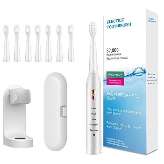 Matoen Electric Toothbrush for Adults and Kids, Rechargeable Toothbrush with 5 Modes 2-Min Smart Timer IPX7 Waterproof with 8 Brush Heads & Travel Case