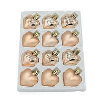 Uutvery 12Pcs Christmas Heart-shaped Pendants, Electroplating Plastic Christmas Tree Hanging Decorations, Romantic Holiday Decor for Wedding Anniversary Valentine Celebrations