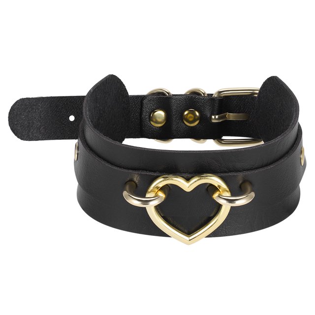 Collier Ras-du-Cou Cœur pour Femmes et Filles, Collier Ras-du-Cou en Cuir PU, Collier Statement, Bijou, Harnais de Cou