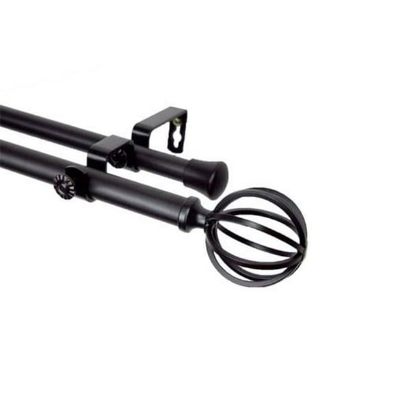 Central Design 4762-282 Crate 0.81 in. Double Curtain Rod, 28-48 in. - Black