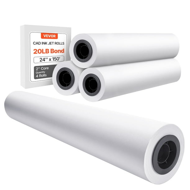 Papel para plotter VEVOR de formato ancho, 24 x 150 pies, 20 libras, 4 rollos