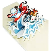 Santa & Friends Surfing Christmas Pop Up Card - Merry Christmas, Navidad Scene, Cute Deer, Snowman - Message Page