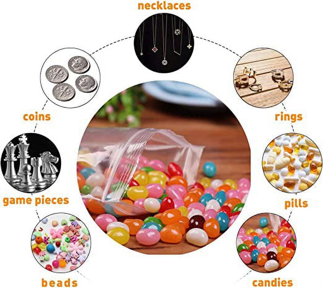  Small Plastic Bags 200pcs, Self Locking Reusable Clear Zip Bags  for Jewelry Pills Daily Vitamin, Thick 2.4 Mil Poly Baggies with Resealable  Top Zip for Travel/Storage/Packaging/Shipping : Health & Household