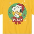 thumbnail image 3 of Peanuts - Snoopy and Woodstoch Christmas Wreath - Toddler and Youth Short Sleeve Graphic T-Shirts, 3 of 6