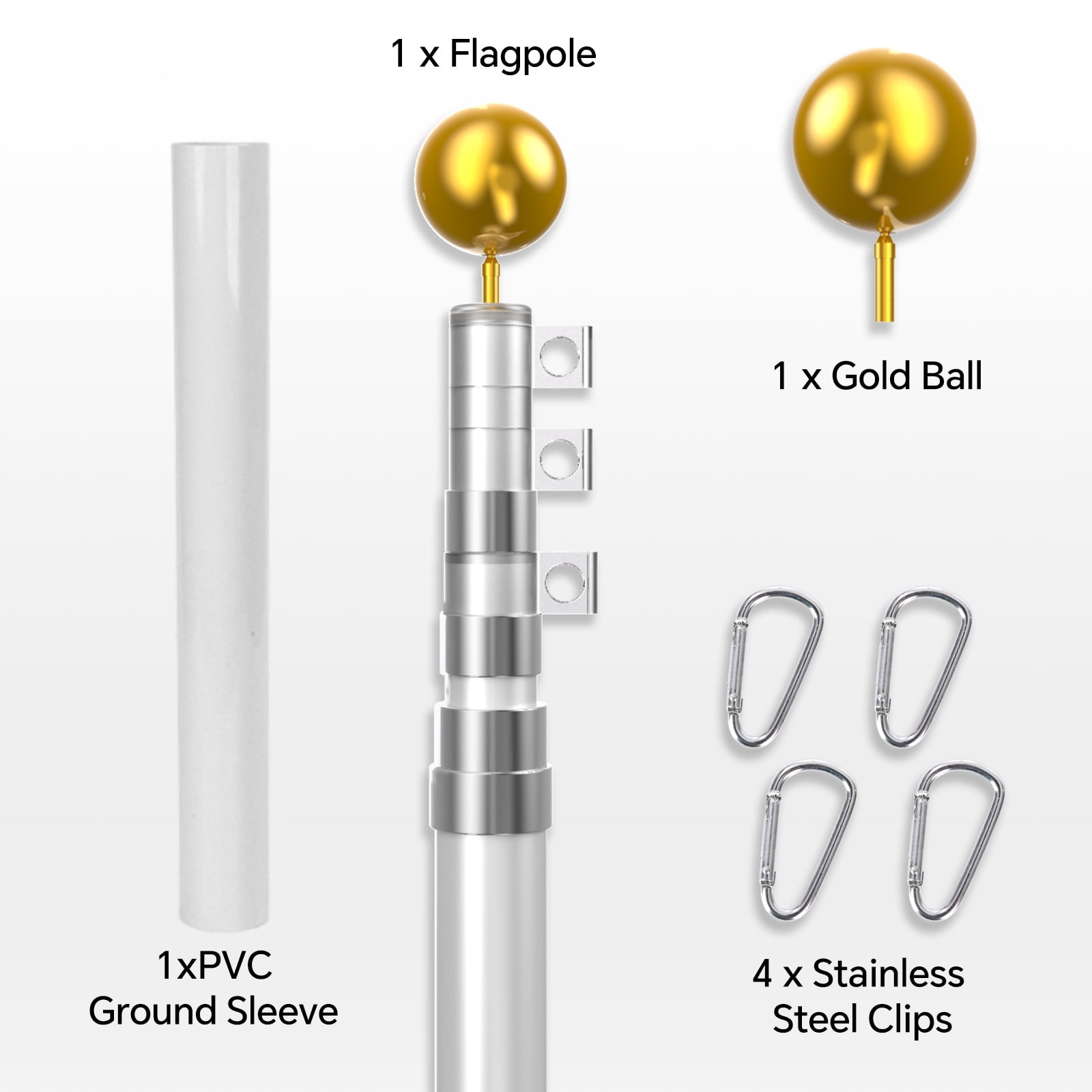 20 ft Aluminum alloy telescopic flagpole
