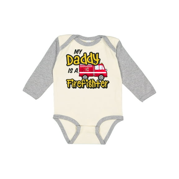 Inktastic My Daddy is a Firefighter with Fire Truck Boys or Girls Long Sleeve Baby Bodysuit