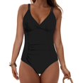 thumbnail image 2 of vigerkar One Piece Swimsuits for Women Tummy Control Bathing Suits Sexy Criss Cross Back Quick Dry Swimwear Black, L, 2 of 9