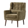 thumbnail image 2 of Modern Chenille Upholstered Accent Chair with Wood Legs, Wooden Frame Lounge Armchair with 1 Pillow, Leisure Sofa Chair for Living Room, Bedroom, Dorm, Avocado, 2 of 9