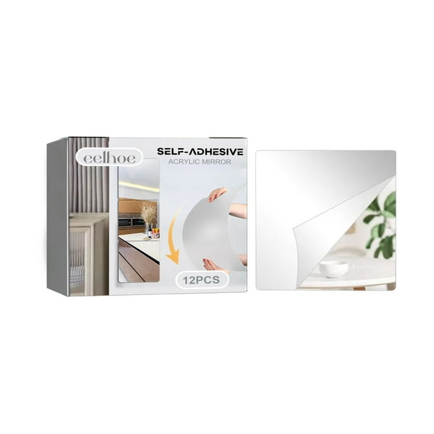 Decoraciones de Pared para la Sala de Estar Set de Pegatinas de Espejo Acrílico Autoadhesivo, Diy Seguro a Prueba de Rompimientos de 12Pcs para la Decoración Del Baño Del Dormitorio