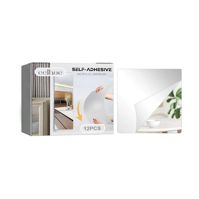 Wall Decorations for Living Room Self-Adhesive Acrylic Mirror Sticker Set, 12PCS Safe Shatterproof DIY for Bedroom Bathroom Decor