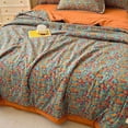 thumbnail image 6 of InsCrazy Muslin Blanket Jacquard Bohomian Floral Print Quilt Soft Bed Cover Reversible Bedspread Coverlet Breathable Lightweight Bedding Cooling Comforters For Hot Sleepers, 6 of 9