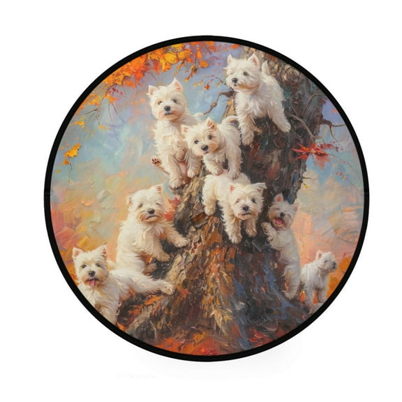 BZSMCE Round Decorative Floor Mat Tree-climbing Cuties Pattern 36.2IN