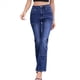 thumbnail image 1 of Pantalones Vaqueros Acampanados de Cintura Alta para Mujer, Ajustados, Informales, Rectos, con Bolsillos. Azul L, 1 of 10