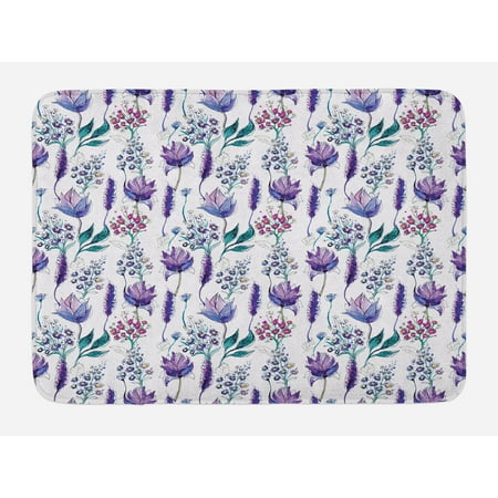 Floral Bath Mat Botanical Plants Beauty Exotic Flowers Violets