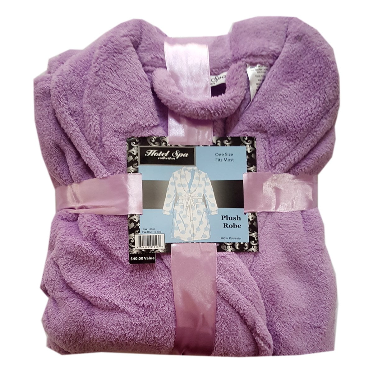 Hotel Spa Collection Ladies' Plush Robe One Size, Purple