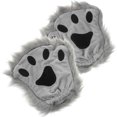 thumbnail image 4 of FELTECHELECTR Un par de guantes grises de piel sintética de Halloween con pelo largo, mitones de patas de animal, guantes cálidos de medio dedo para invierno., 4 of 7