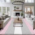 thumbnail image 3 of 6'x9' Area Rugs, Pink Striped Indoor Outdoor Area Rug for Living Room Bedroom, Multicolor Grey White Horizontal Stripes Washable Bathroom Rugs Kitchen Floor Carpet Mats Home Decor Aesthetic, 3 of 8