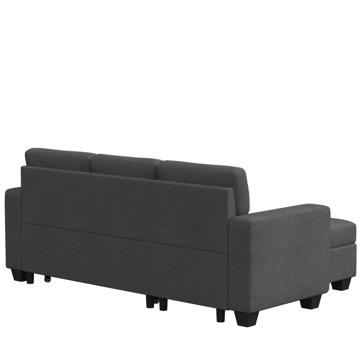 AENKYO L-Shaped Sleeper Sofa, Reversible Sectional Couch with Pull Out Bed and Storage for Living Room, Dark Gray