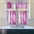 thumbnail image 3 of Watercolor Pink Oil Painting Kitchen Curtain Valance 3 Piece Set for Kitchen Curtains and Valance Set Short Curtain Sink Window Decor 36 Inch Small Window Treatment Tier 27.5x36 Length, 3 of 6