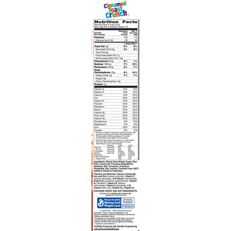 Cinnamon Toast Crunch, Cereal, with Whole Grain, 16.2 oz