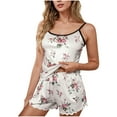 thumbnail image 2 of Censtreet Women Cami Pajamas Crop Cami Top and Short Ribbed Shorts Pjs Button Sleeveless Loungewear Sets, 2 of 8