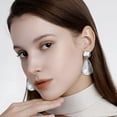 thumbnail image 2 of Faty-T Gold Earrings for Women Geometric Chunky Dangle Earring 18k Gold Plated Trendy Silvery Two-Tone Statement Jewelry, 2 of 14