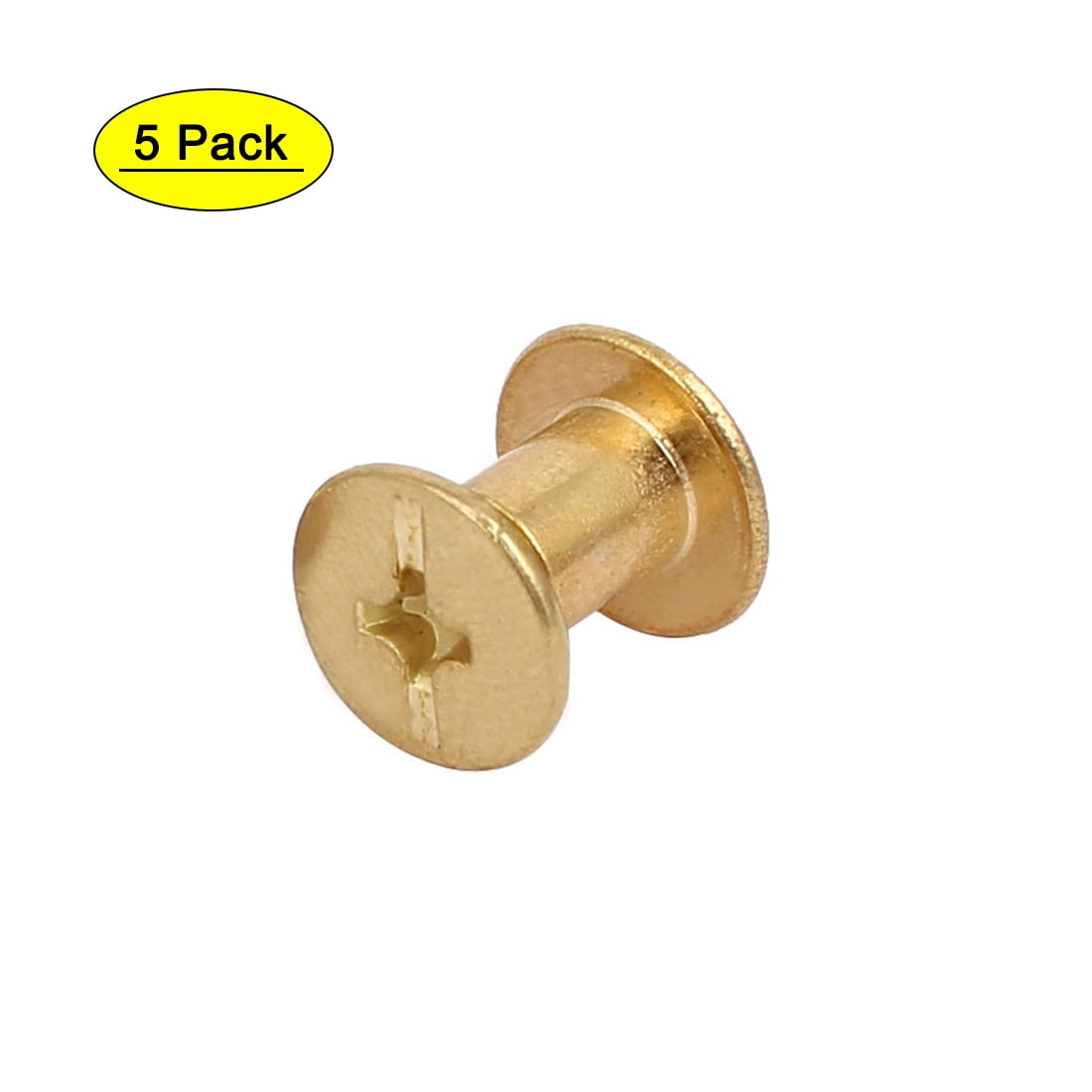 uxcell 5mmx6mm Binding Chicago Screw Posts Nuts Docking Rivets Brass Tone 15pcs
