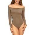 thumbnail image 4 of SHCKE Women One Piece Off Shoulder Long Sleeve Bodysuit Shapewear Tummy Control Body suit Seamless Tops Bodysuit for Women, 4 of 8