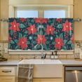 thumbnail image 2 of Yayeee Kitchen Curtains Tier Set of 2 Light Filtering 57"x24" Over Sink Window Panels, Red Christmas Leaves, 2 of 7