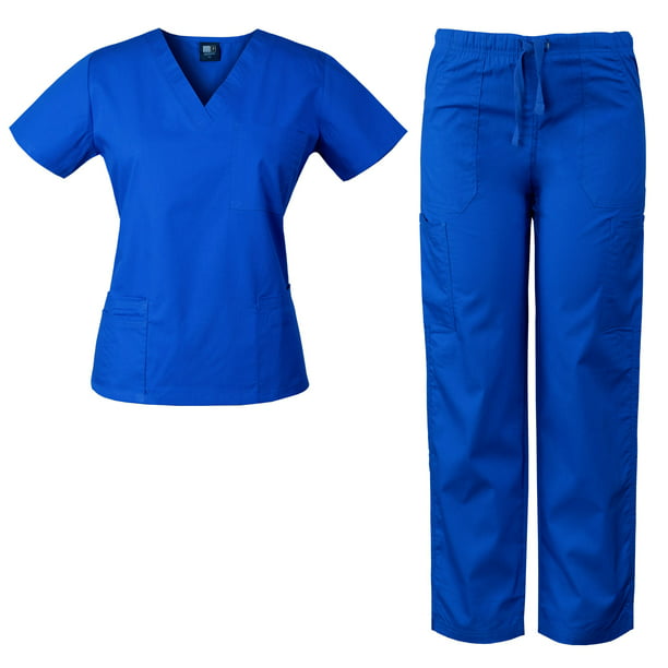 Medgear - Womens Scrubs Set Medical Uniform - 4 Pocket Top & Multi ...