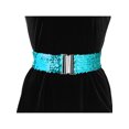 thumbnail image 4 of INSPIRE CHIC Women's Shimmer Stretchy Waist Belts Interlock Buckles Sequins Decor Wide Elastic Belts 2 PCS Blue, 4 of 6