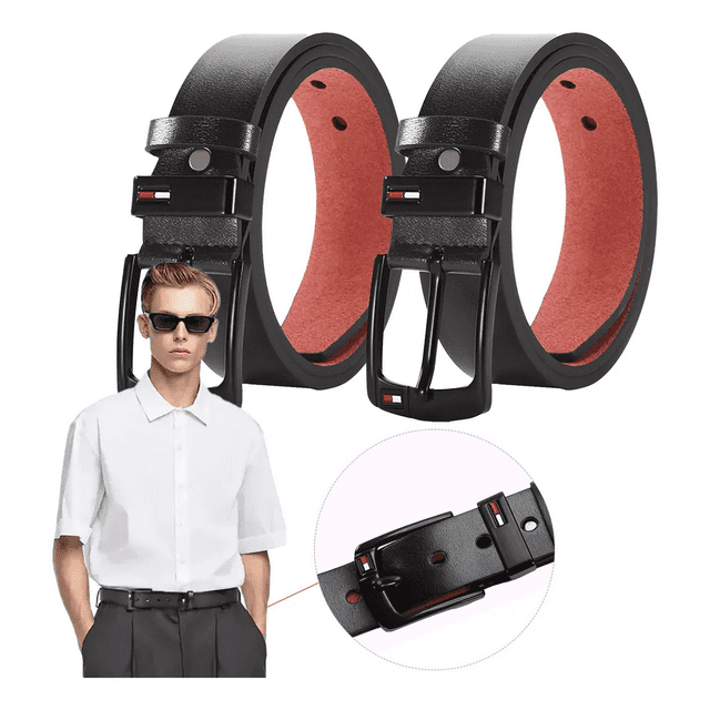 2pzs Cintos Hombre Cinturones De Piel Accesorios Para Hombre Xtellar Negro