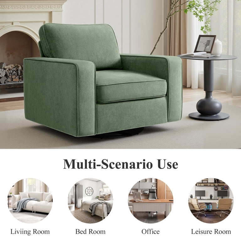 Coolhut 360° Swivel Accent Chair, Green Cloud Fleece photo 6