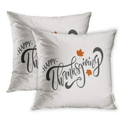 ARHOME Happy Thanksgiving Lettering Celebration Quotation Event Badge Vintage Autumn Pillowcase Cushion Cover 16x16 inch, Set of 2