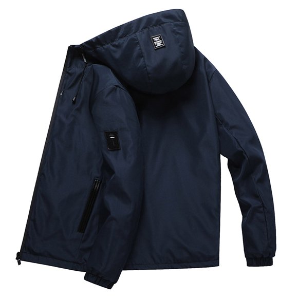 Ketyyh-chn99 Mens Rain Jacket Waterproof 2024 Fashion Fall Men's Bomber Jacket with Pockets Mens Autumn And Winter Down Jacket Liner Thickened Inside And Outside To Wear Cold White Down Coat Blue,M