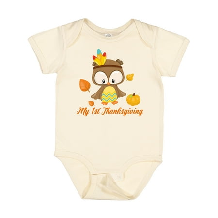 

Inktastic My First Thanksgiving Owl Gift Baby Boy or Baby Girl Bodysuit