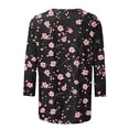 thumbnail image 5 of Craaazy T-Shirts Graphiques pour Femmes Grande Taille Coupe Ample Couleur Unie Col Rond Style Décontracté Manches 3/4 T-shirt à Imprimé Floral pour Usage Quotidien, Vacances, Sorties, 5 of 5
