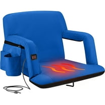 Alpcour X-Wide Heated Reclining Stadium Seat - Extra Thick Waterproof Chair with Wide Back Support - Royal Blue
