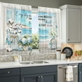 thumbnail image 5 of Beach Flower Kitchen Curtains Farmhouse Style Blue Ocean Floral Bathroom Short Curtains for Windows Country Summer Kitchen Window Curtains Over Sink Rod Pocket Curtains 2 Panels (26x36 Inch), 5 of 5