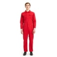 thumbnail image 1 of TOPTIE Men's 8.5 oz Front-Zip Long Sleeve Twill Coverall-Red-L Regular, 1 of 8